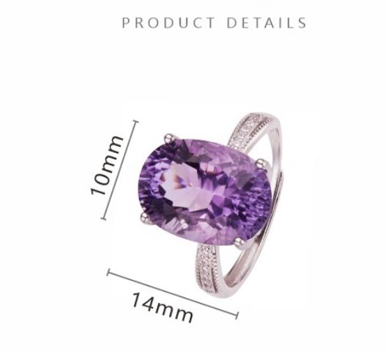  Sterling Silver Gemstone Jewelry Featuring Large Natural Topaz, Amethyst, And Citrine Rings